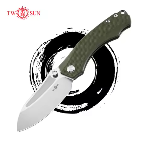 TWOSUN TS425 Folding Knife Pocket EDC Tool K110 Steel Sheepsfoot Blade G10 Handle Outdoor Camping Hu