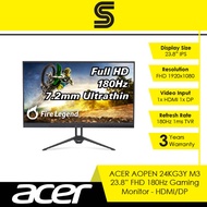 ACER AOPEN 24KG3Y M3 23.8" IPS 180Hz Gaming Monitor - 1x HDMI/1x DP/1ms TVR/3.5mm