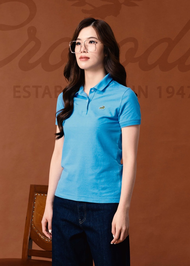 CROCODILE AZURE BLUE WOMEN TAPERED FIT POLO เสื้อโปโลสีฟ้าเอเซอร์ทรงเข้ารูป