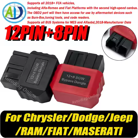 SGW Bypass Dongle For Chrysler/Dodge/Jeep/RAM/FIAT/MASERATI 12pin 8pin OBD2 Security Gateway Adapter