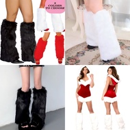 Christmas Plush Leg Warmers Furry Faux Fur Trim Leg Covers Trendy Winter Leg Warmers