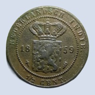Uang koin kuno 1/2 Cent NEDERLANDSCH INDIE Thn 1859 Tp 1272