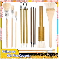 【D&F】14Pcs Pottery Glaze Brushes, Wood Pottery Brushes Long Handle for Watercolor Pottery Oil Painti