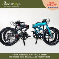 CS168ph TRINX Dolphin 3.0 20" (406) 18spd Hydraulic Disc Brake Alloy Folding Bike with FREE HELMET