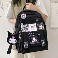 【A COOL】 Anime Sanrio Plush Toy Kuromi Cinnamoroll Backpack Children Girl Boy Black Blue Schoolbag K
