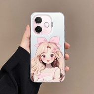 YBD Phone Case For OPPO A5 Pro A5X Cure Girl Cartoon High-end Color Silver Hard Backboard Soft Edge