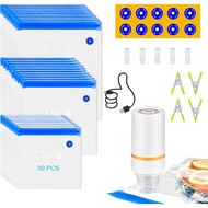Sous Vide Bags, 52 PCS Handheld Electric Vacuum Sealer Sets for Anova, Joule Cookers, with 30 PCS Re