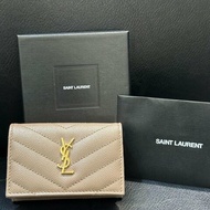 SAINT LAURENT YSL 小牛皮 荔枝紋 Min 三折短夾 零錢包 卡包 卡夾 義大利製 現貨 原價22000