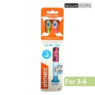 elmex - 2支裝 兒童牙刷 - 兒童 軟刷毛 (3-6歲) (綠_粉紅) [平行進口]