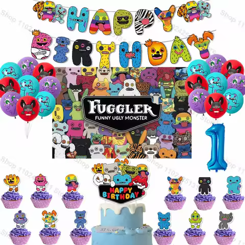 Fuggler Weird Humorous Teeth Ugly Monster Birthday Party Decorations Set Balloons Banners Cupcake To