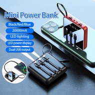 【SG Stock】Powerbank 20000 Mah 5 in 1 cable Fast Charging Power Bank Mini Powerbank Wireless Charging Power Bank 充电宝