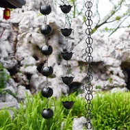 Metal Rain Chain Black Lotus Chain canopy decotaion Rainwater Eaves Drip Drainage Chain Falling Wate