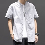 STAR FRUIT Thời trang Nam Cổ Đứng sơ mi cộc tay xu hướng giản dị áo sơ mi tay ngắn