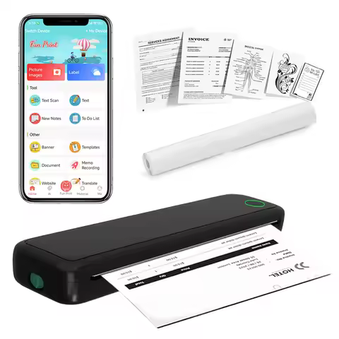 A4 Portable Thermal Printer Inkless Bluetooth-Compatible Wireless Mobile Travel Printer with Printin