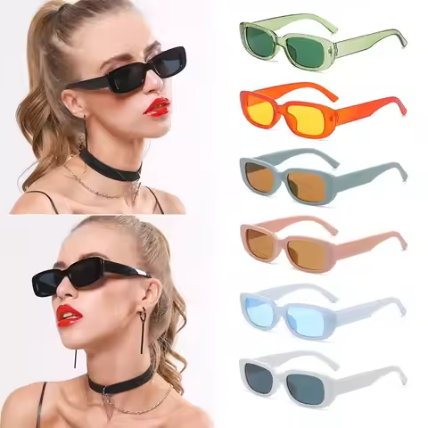 Retro Rectangle Sunglasses for Women Men Trendy Fashion Candy Color Sunglasses 90s Sun Glasses Vinta