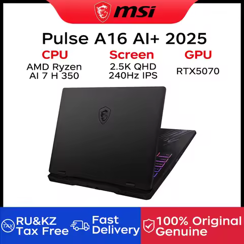2025 MSI Pulse A16 AI+ Gaming Laptop 16 Inch 2.5K QHD 240Hz IPS Screen Notebook AMD Ryzen AI 7 H 350
