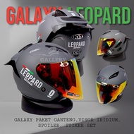 HELM KYT GALAXY FLAT R SOLID GORILA GREY | PAKET GANTENG LEOPARD | HELM KYT HALF FACE