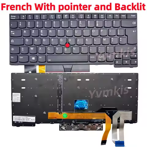 AZERTY French laptop Backlit Keyboard for Lenovo IBM E480 E490 L380 L390 L480 L490 R480 T480S T490 T