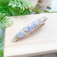 真花押花 勿忘我 白雪木 髮夾 㰐圓形髮飾 真花髮飾