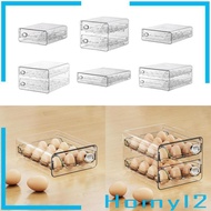 [HOMYL2] Eggs Organizer Drawer Transparent Stackable Double Layers Eggs Container for Refrigerator P