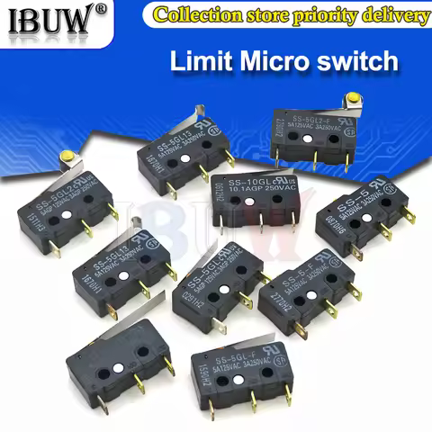 2PCS Limit Micro switch Three Straight Legs Mouse Side Key Momentary Micro Limit Switch SS-5 SS-5GL 