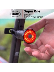Twooc自行車尾燈420mah Usb充電,防水和制動感應後燈,6種燈光模式,紅色自行車夜間安全騎行
