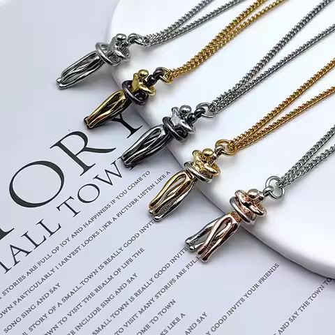 New Creative Couple Embrace Necklace Women's Fashion Collarbone Chain Passionate Couple Necklace Dec