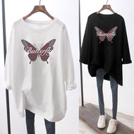 ❄ Butterfly ❄ M-5XL 6 Color Plus Size 2020 Korean Long Sleeve T-shirt Blouse Baju Women Autumn Summer Loose Oversized Printing Lengan Panjang Perempuan Tshirt Shirt Cloth Kemeja Labuh Viral Bigsize Ulzzang Unisex Winter Tops Clothes Clothing 929