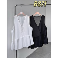 [CA Yanyanjia] (Pre-Sale) - #B871-V-Neck Lower Diagonal Stitching Chiffon Vest (4.29)