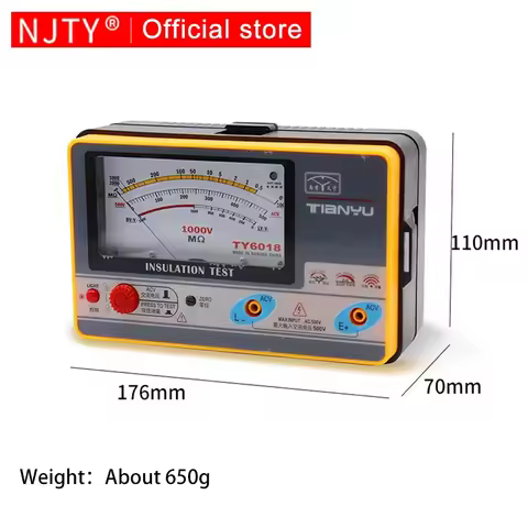 NJTY Pointer Multimeter Type Insulation Resistance Tester Megohmmeter Voltmeter 100-250-500-1000V Me