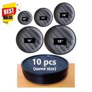 Pots4Less 10 pcs Reusable Plastic Bilao 10" 12" 14" 16" 18" Round Food Tray Storage Black Bilao Perf