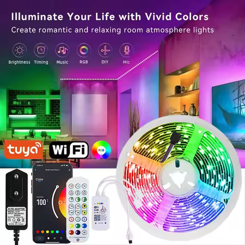 Smart Led Strip Lights Music Sync Rgb 5050 Led Tape Light Wifi Bluetooth Led Light Strip For Bedroom