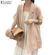 ZANZEA Women's Holiday Lightweight Casual Collar Loose Fit Summer Blazer