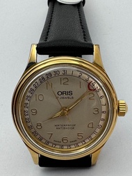 ORIS WATERPOOF ANTISHOCK 17 JEWELS สี่เข็ม เข็มชี้วันที่ก้ามปู บอยไซร์ ระบบไขลาน ตัวเรือนทองชุบ นาฬิกาผู้ชาย มือสองของแท้