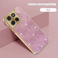 Motorola G86 Case / G86 Power Casing Luxury Electroplating List Gold Handphone