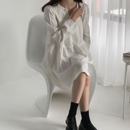 ATTENTION-閣樓的洋娃娃洋裝 白色洋裝 法式復古澎澎袖洋裝