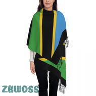 [Zkwdss] in theo yêu cầu cờ Tanzania sợi dài tua người đàn ông khăn khăn của phụ nữ chống lạnh khăn