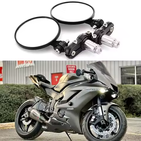 For 2000-2009 Yamaha YZF R1 R6 Motorcycle 7/8'' Folding Bar End Mirrors Black DM