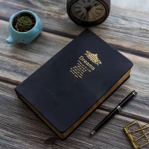 Retro Super Thicken 208 Sheets Blank Notebook Journal Rim Golden Vintage Bible Diary Journal Planner