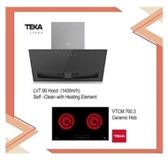 Teka LVT 90 Vertical Hood (1400m3/h) Self-Clean with Heating Element + VTCM700.3 Ceramic Hob with Ducting Set