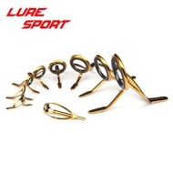 LureSport 9pcs Guide set KW25 guide MN6 Top Guide Gold Steel frame Black ring guide Rod Building com