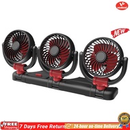 [Vodool Official Mall]3 Head Electric Car Fan USB 5V/12V/24V Automotive Air Fan 360  พัดลมอากาศแบบพก