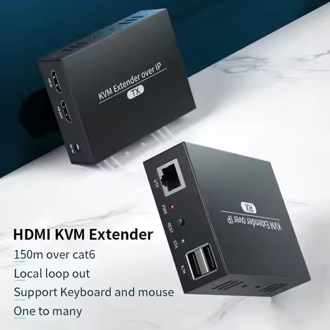 PWAY IP Network USB 1.0 KVM Extender RJ45 Ports 1080P HDMI Over LAN KVM Extender 150m HDMI KVM Exten
