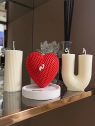 3 件套我愛你蠟燭製作矽膠模具,3d 圓柱體,u 型和心形蠟燭和diy 肥皂模具,燭台製作樹脂模具（3 件套）