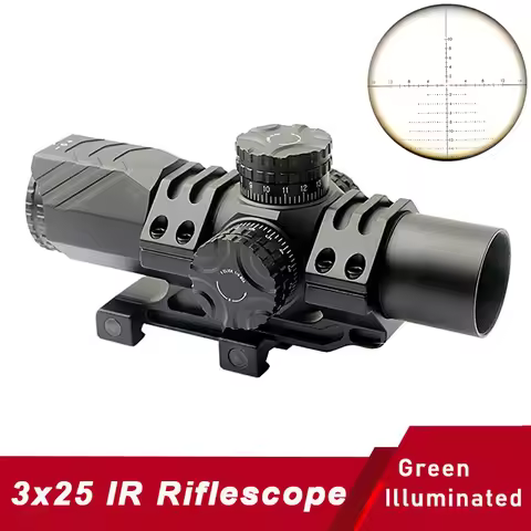 3x25 IR Riflescope Tactical Compact Green Dot Optics Holographic Collimator Sight Green Illuminated 