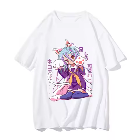 No Game No Life Shirts Manga/Comic 100% Cotton Short Sleeve T Shirts Female/Male Simple Painting Kaw