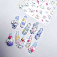 ∈☌ Sanrio Embossed Nail Stickers Cinnamoroll Cartoon Cute Thin Tough Nail Decorations 5d Adhesive Backed Nail Stickers Accessories
