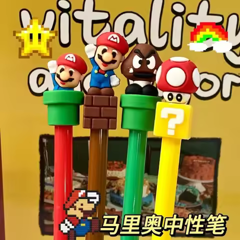 MINISO 4pcs Super Mario Bros boys and girls new personality creative fun cute cartoon pattern non-er