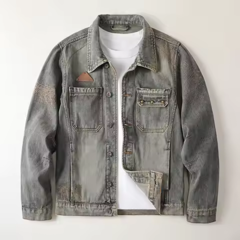 Retro washed denim jacket for men 2024 new trend workwear casual American high-quality jackets for m