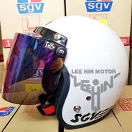 100% Original SGV Motorcycle Helmet Motor Topi with Rainbow visor ( Pearl White )